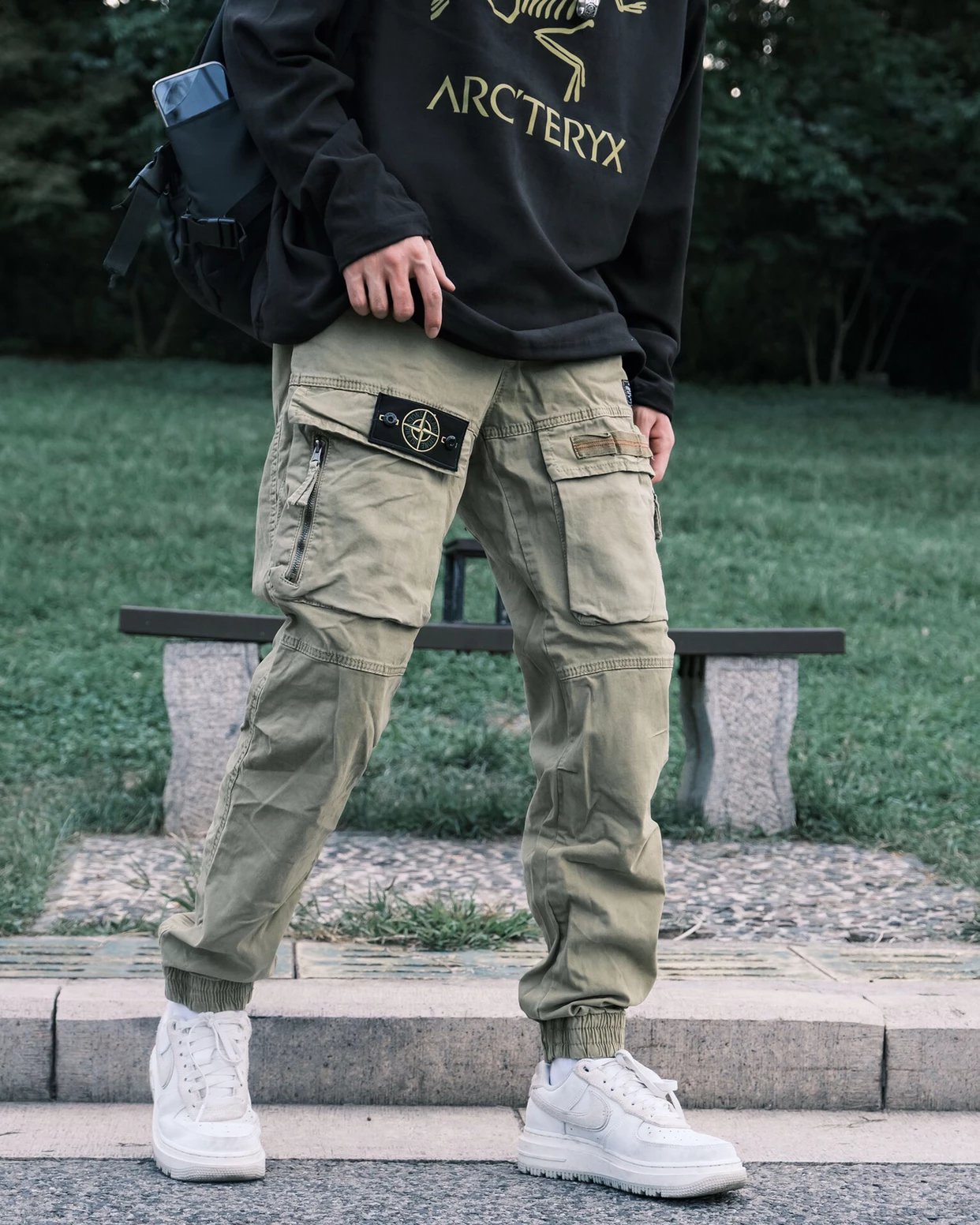 Compass Embroidered Badge Large Pocket Work Pants
