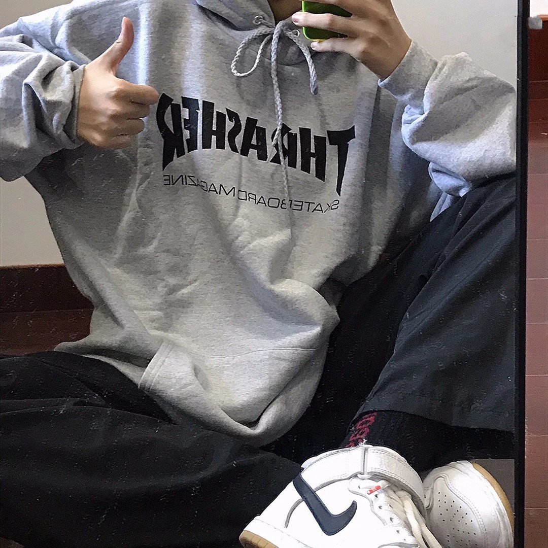 Wang Bo's identical Th Rasher flame hooded sweatshirt