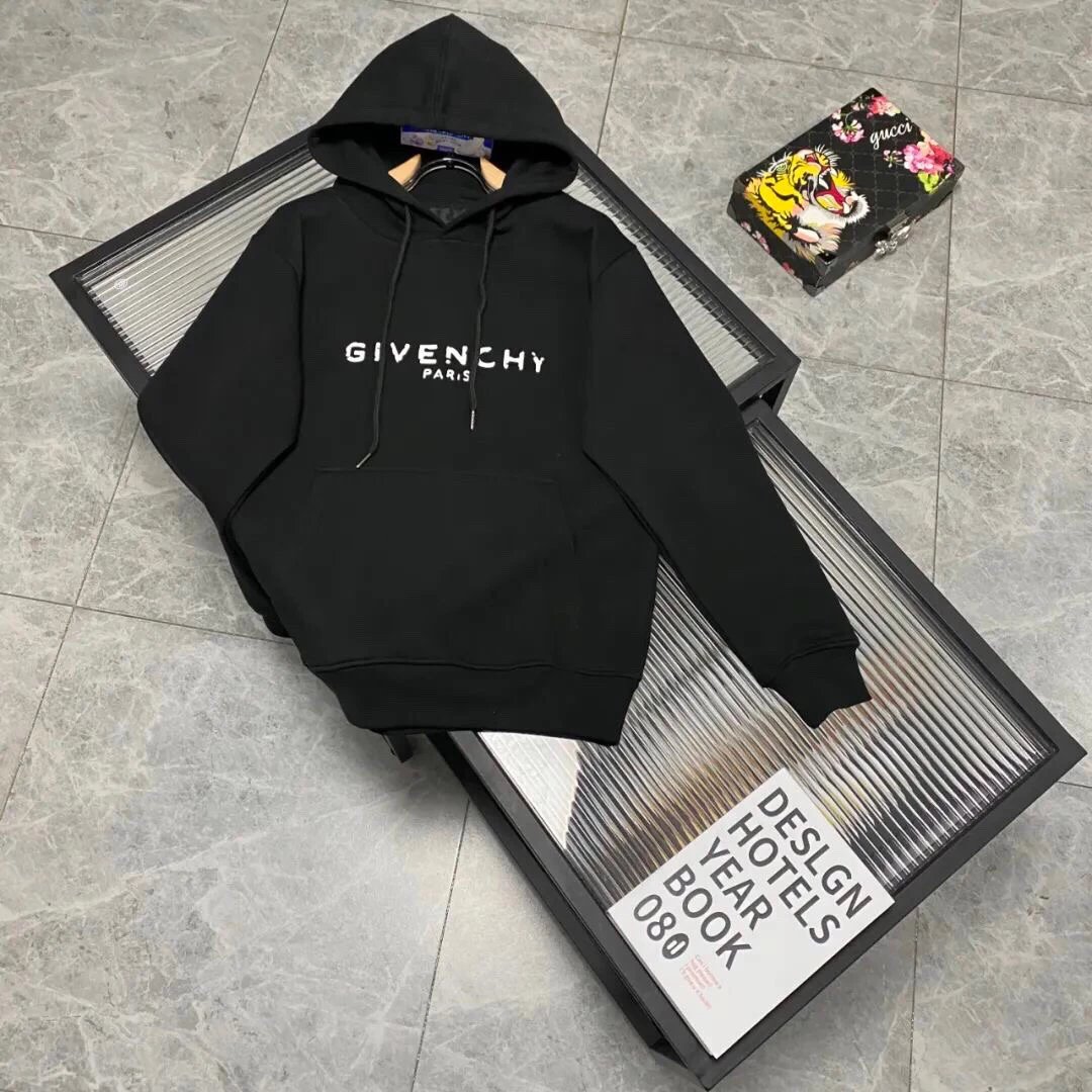 [Padded Optional] Broken Letter Print Hooded Sweatshirt