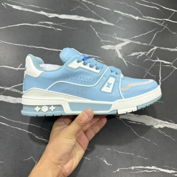 Louis Vuitton Trainer Low Sky Blue and White Sneakers - 20