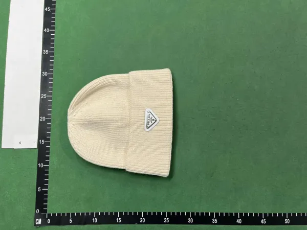 Prada Re-Nylon Beanie Off-White Knit Hat - 7