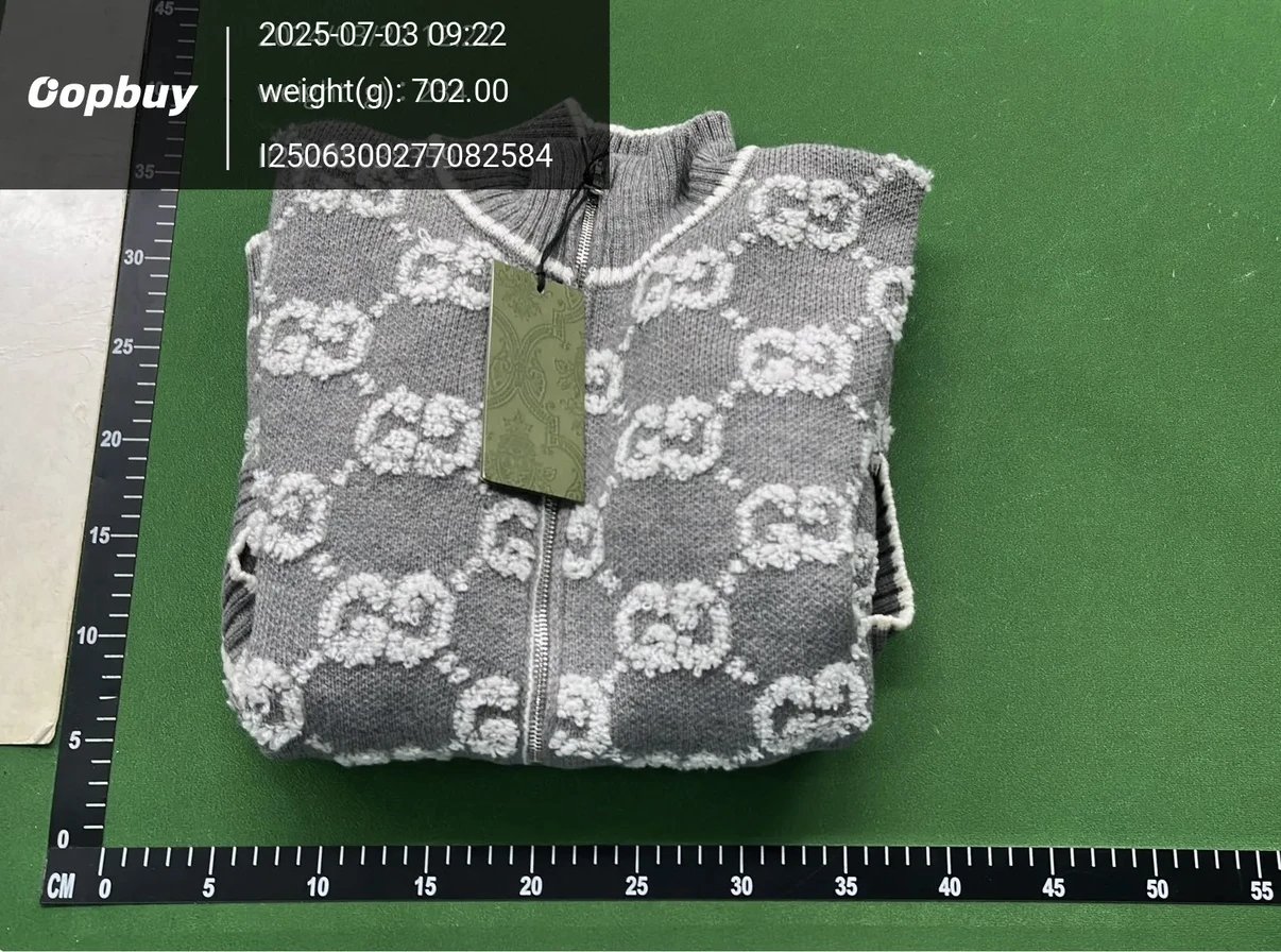 Gucci GG Marmont Knit Zip-Up Sweater Gray - 3