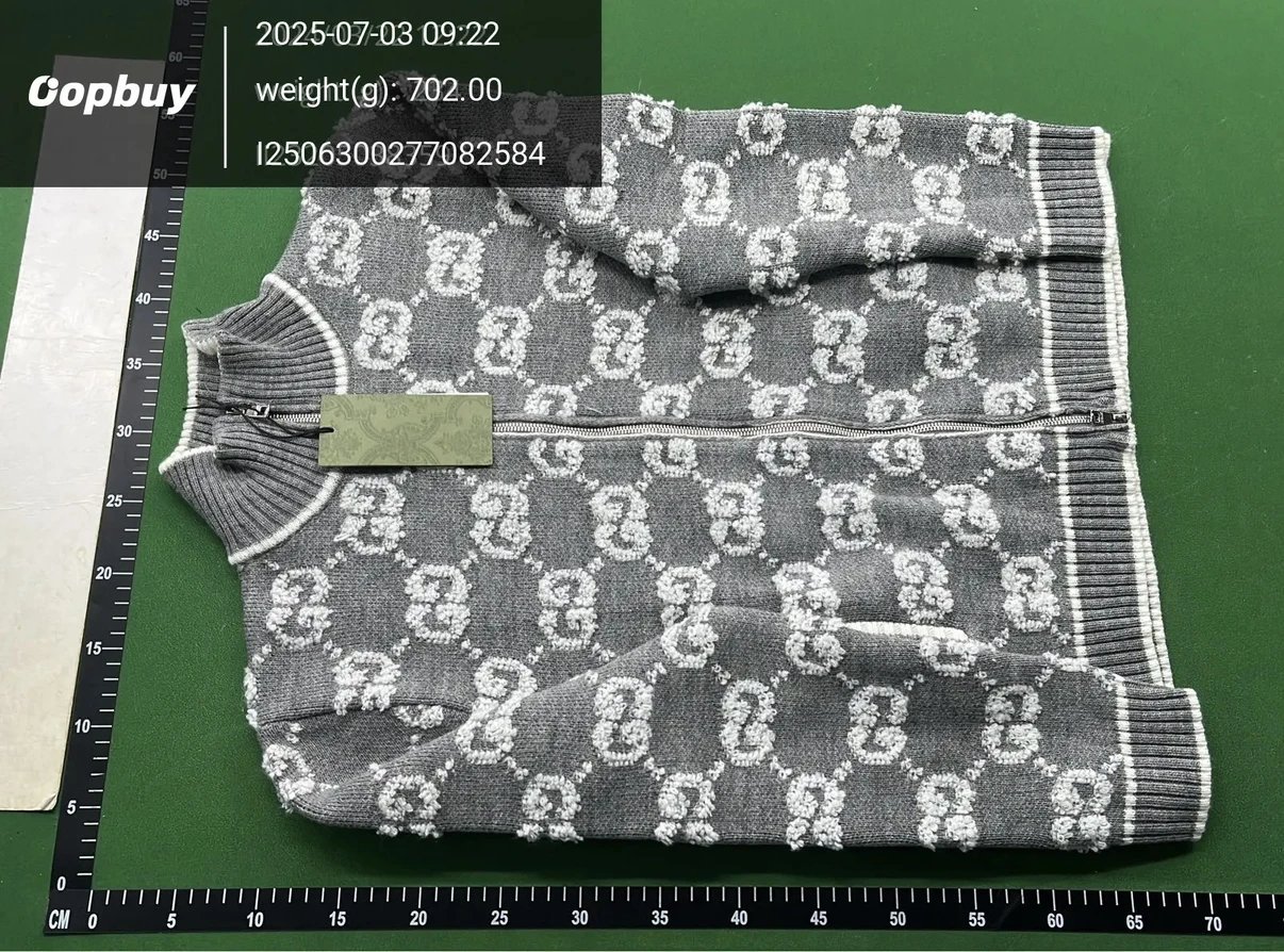 Gucci GG Marmont Knit Zip-Up Sweater Gray - 4