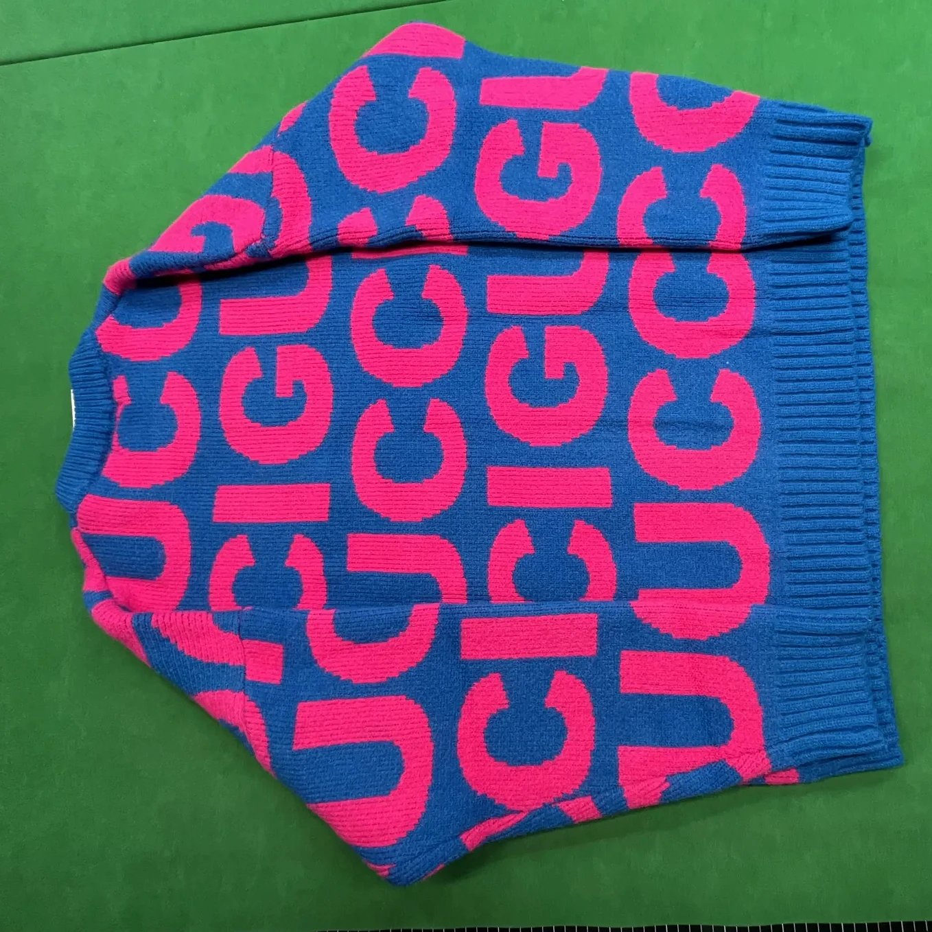 Gucci Logo Crewneck Sweater Blue Pink