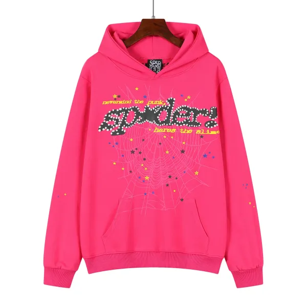 SP5DER Spider! Punk Slime Hoodie Pink - 1