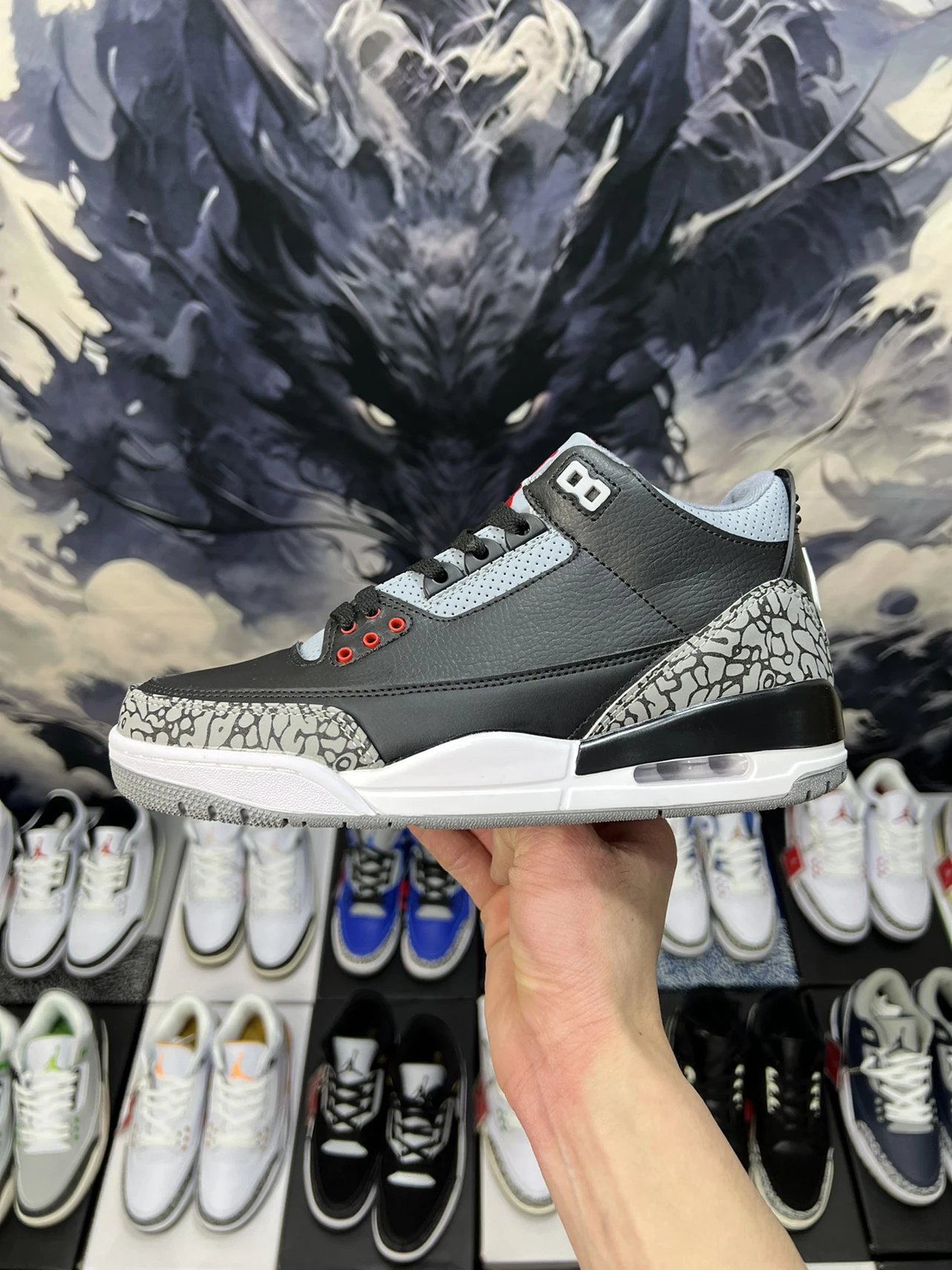 Imported Split Leather / Electroplated Embroidery / Ultra-High Cleanliness / Great Fit – Up to Size 47.5, Superior Value – Nike Kobe / Nike Air Jordan 3 AJ3 Air Jordan 4 Casual Shoes Sneakers Basketball Shoes – Black Cement