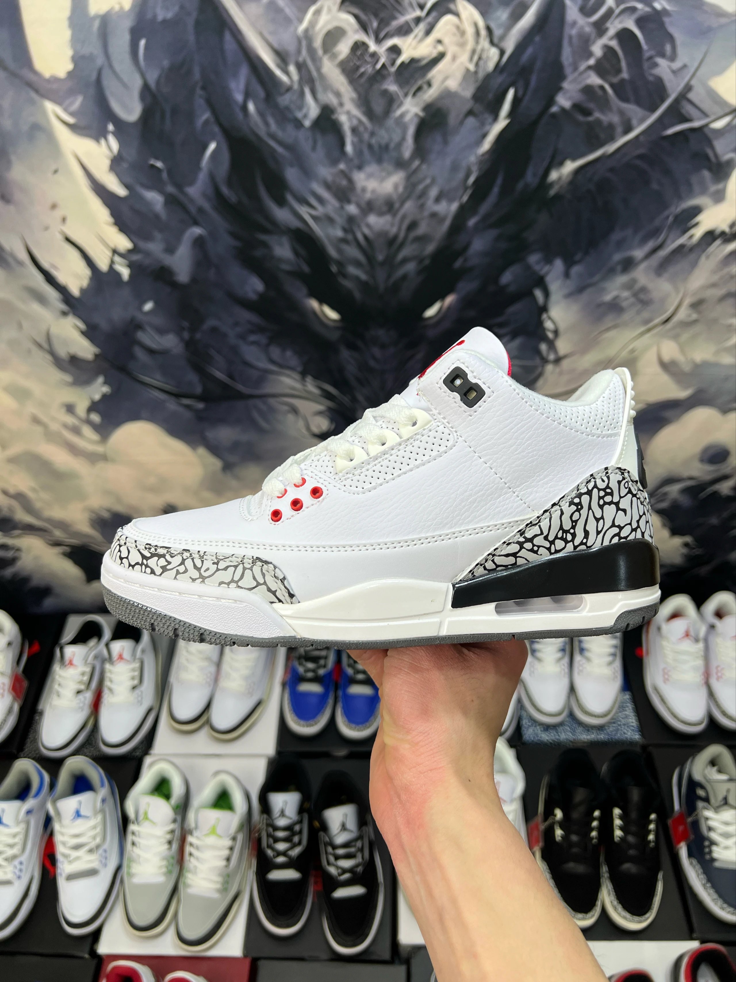 Imported Split Leather / Electroplated Embroidery / Ultra-High Cleanliness / Great Fit] Sizes Up to 47.5, Unbeatable Value Nike K Jordan AJ3 Air Jordan 3 Retro High OG Basketball Sneakers - Cool Grey