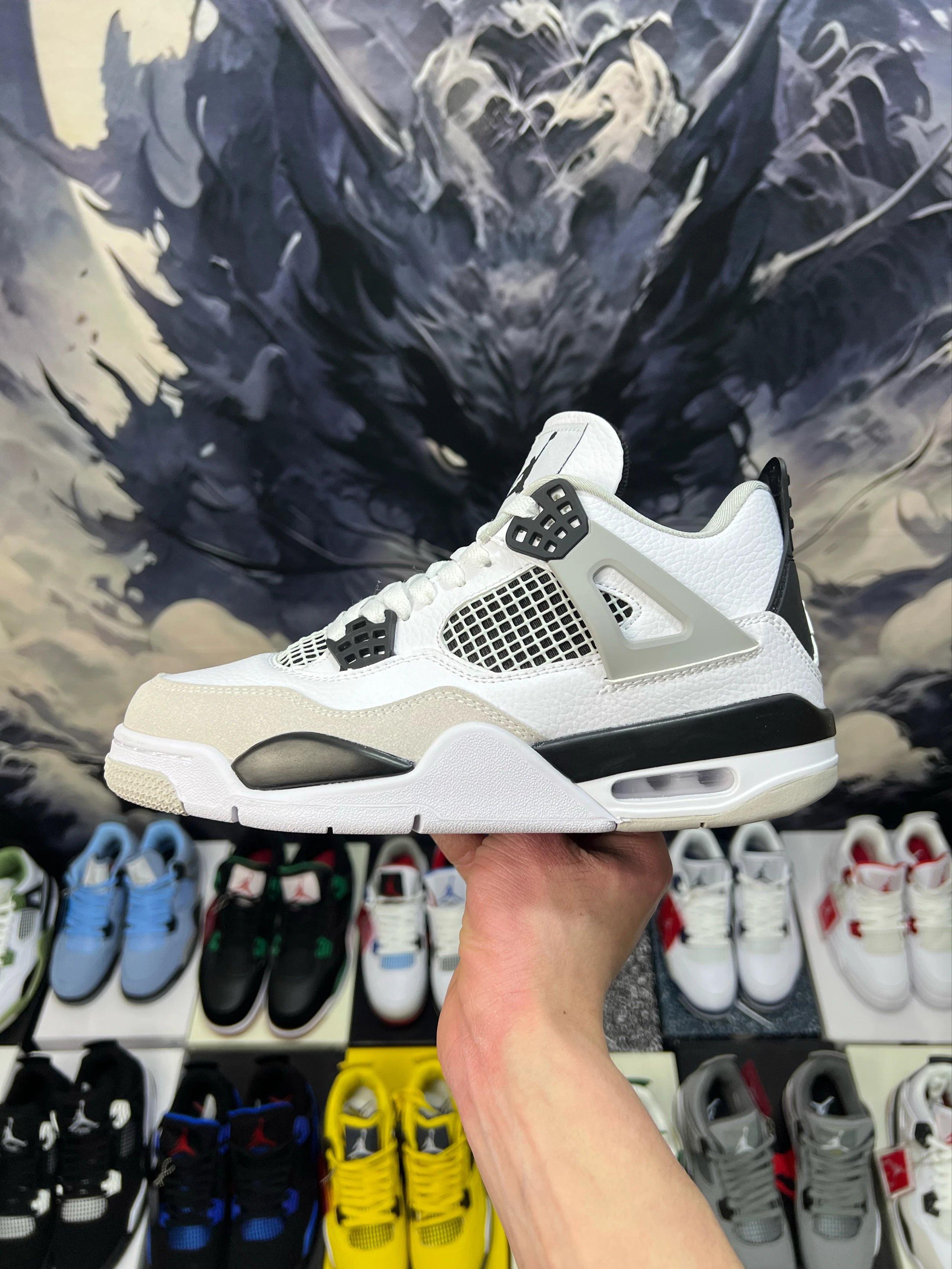 Imported Split Leather / Electroplated Embroidery / High Cleanliness / Authentic Silhouette - High-Cost-Performance Nike Air Jordan 4 AJ4 Retro Casual Sneakers Basketball Shoes - White Cement