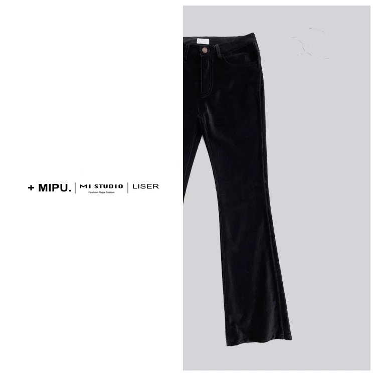 CEL Style Black Velvet Flared Pants