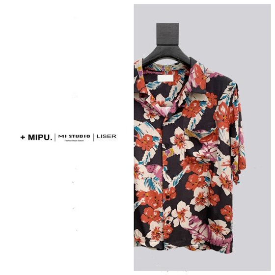 MIPU Home S Home Flower Short sleeved Casual Shirt Ouyang Nana Same Style