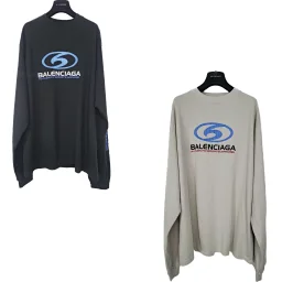 thumbnail for Clearance Ba 23fw surf logo straight split print long sleeve two-tone long t The back is a real shot