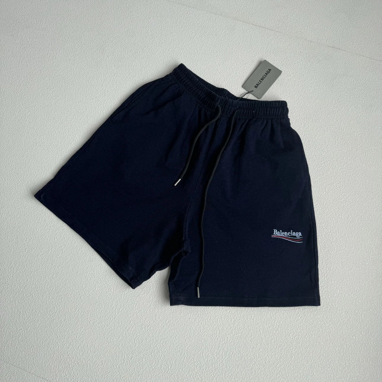 【 GM Processing 】 Ba Home Washed Used Wave Logo Embroidered Casual Shorts 380g Woolen Circle Three Mark Full