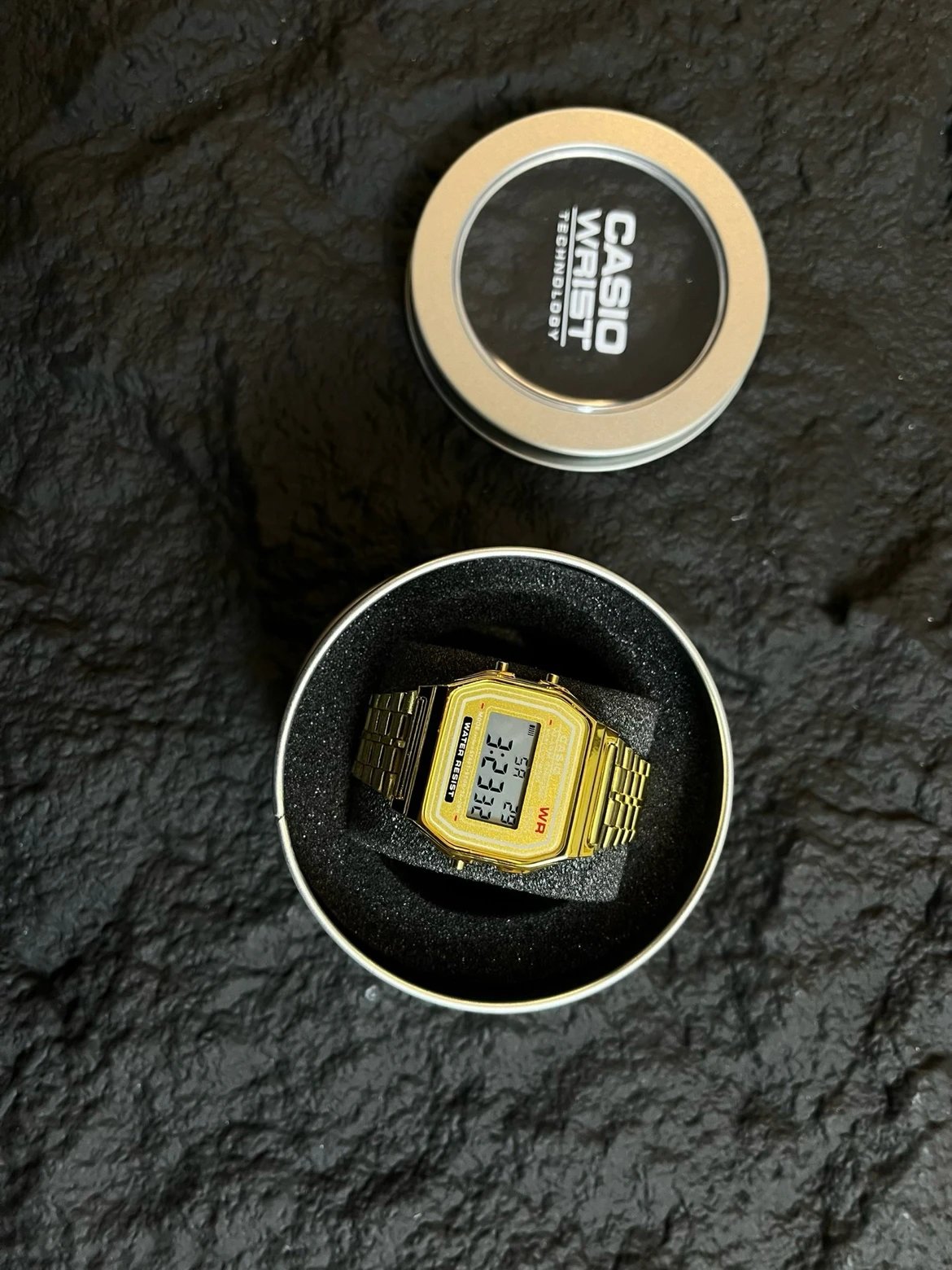 Casio A159W Gold Small Square Top Version