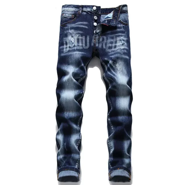Dsquared2 Iconic Print Black Distressed Jeans - 13