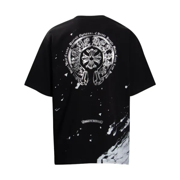 Chrome Hearts Cross Logo Splatter Print Black T-Shirt - 1
