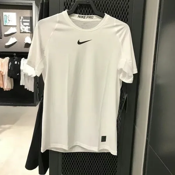 Nike Pro Short Sleeve Base Layer White T-Shirt - 1