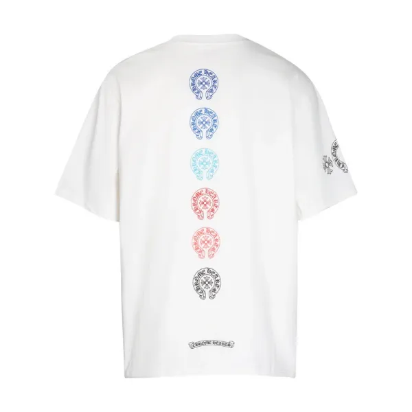 Chrome Hearts Six Logo Vertical Print White T-Shirt - 1
