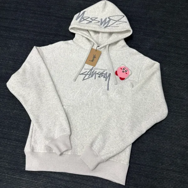 Stüssy x Nintendo Kirby Embroidered Hoodie Gray - 14