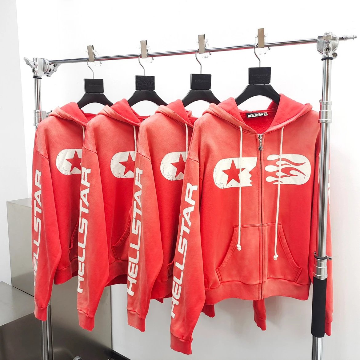 HS Brick Red Spray-Painted Zip-Up Jacket