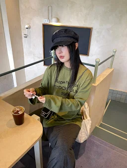thumbnail for Produced by Bulbasaur Seeds Non-AC Independent Style 1996 Matcha Green Linen Cotton Long Sleeve Tee 85 Cotton 15 Hemp Support Testing