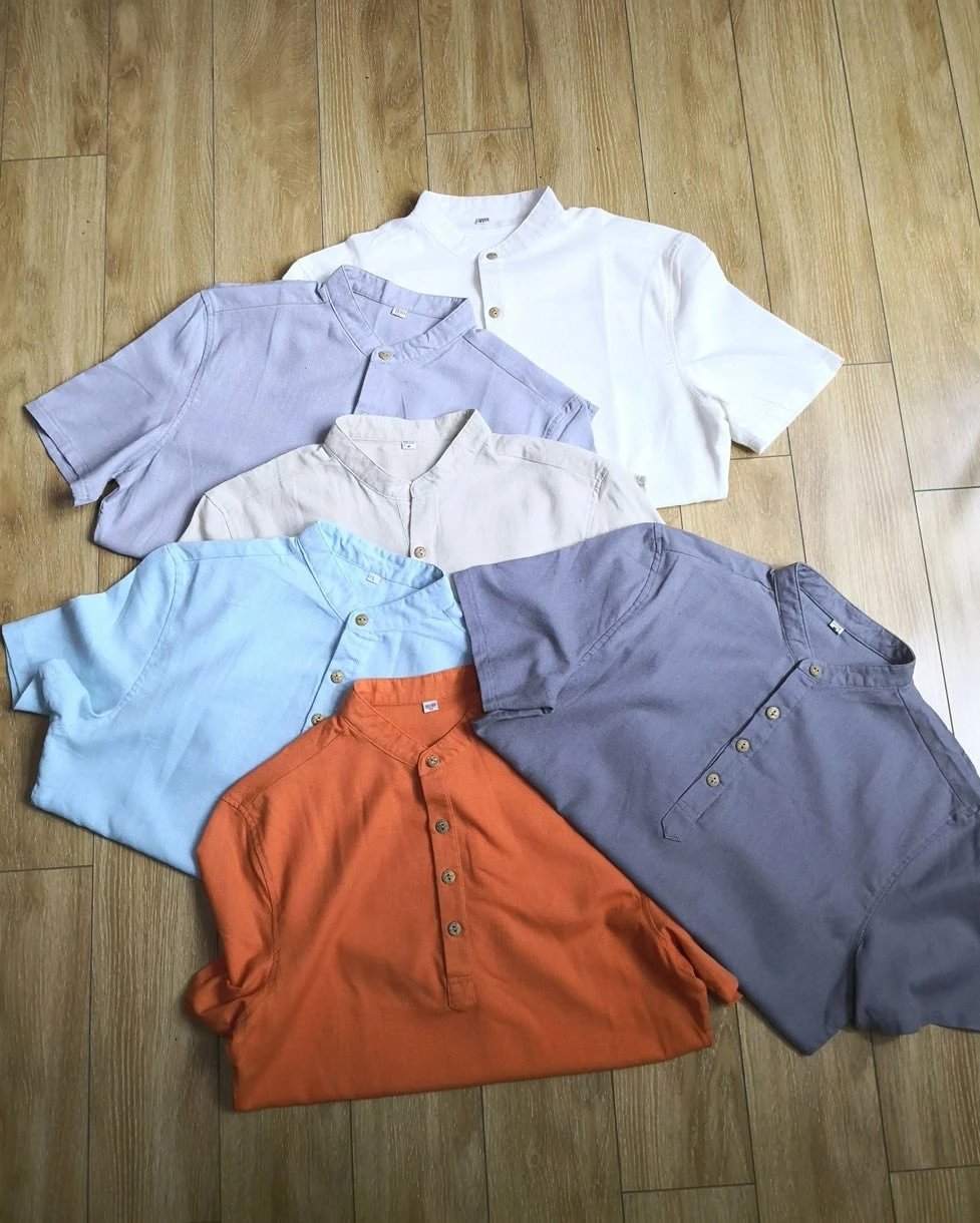 Cotton Linen Blend Short Sleeve Shirt