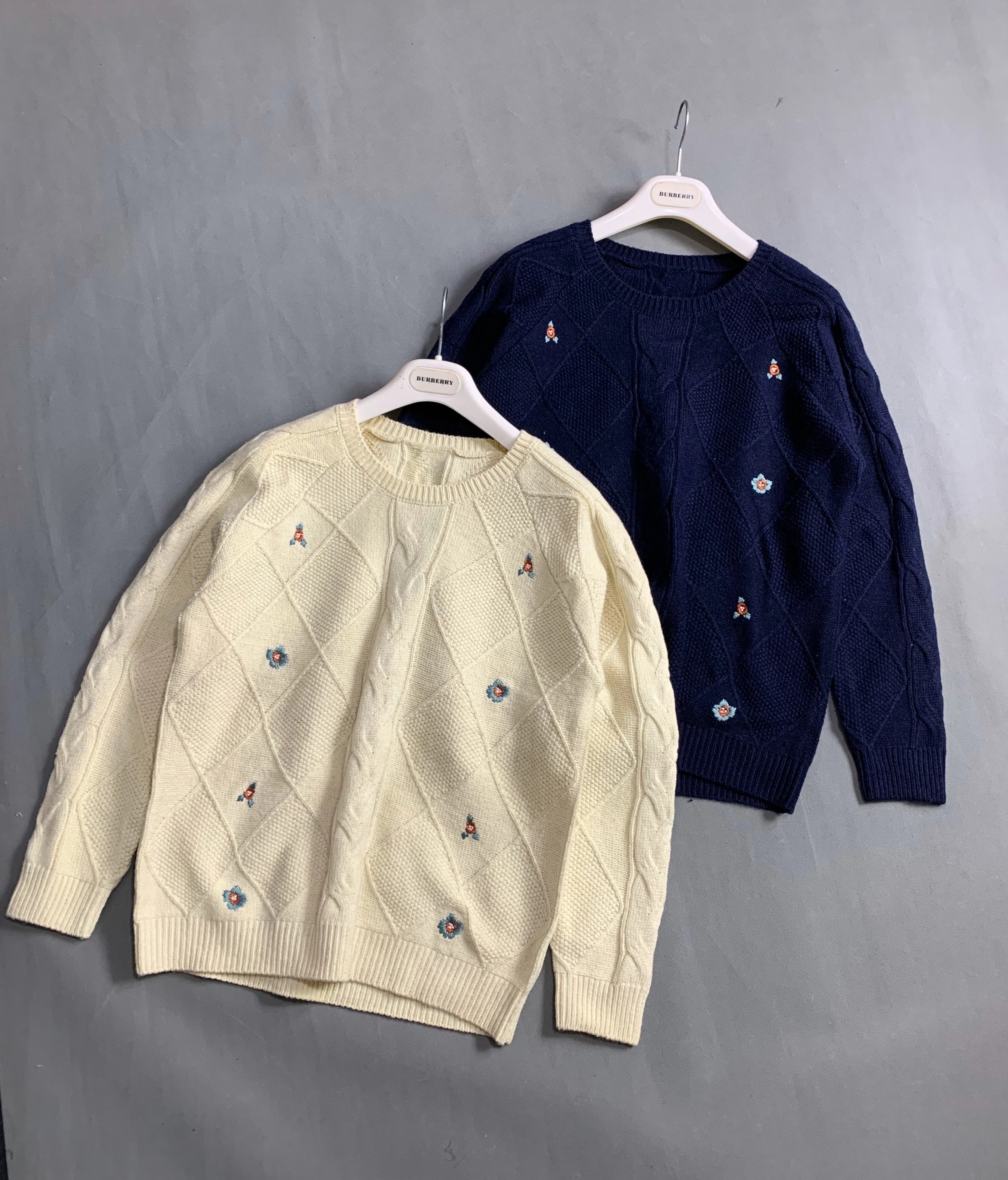 Braided Embroidered Crew Neck Sweater