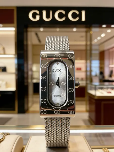 Gucci G-Timeless Mesh Silver Black Watch Watches - 3