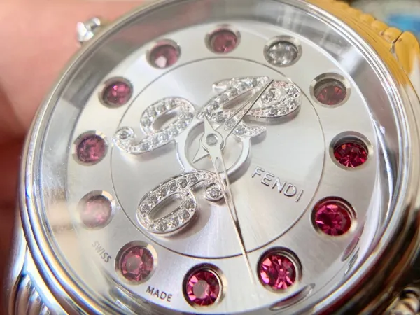 Fendi My Way 28mm Silver Dial with Ruby and Diamond Accents Quartz Watch Watches - 17