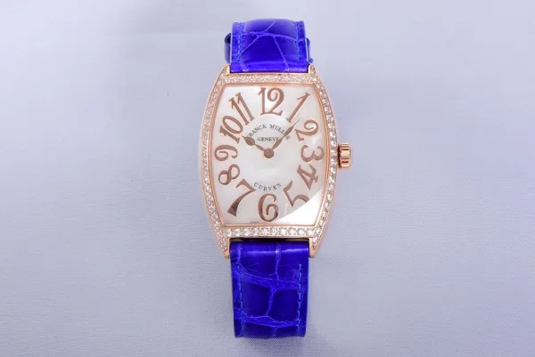 Franck Muller Curvex Diamond-Set Rose Gold with Turquoise Alligator Strap Watch Watches - 50