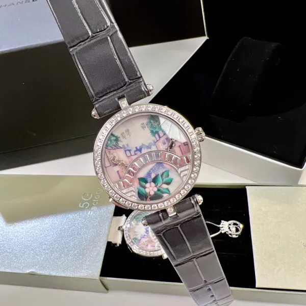 Van Cleef & Arpels Poetic Complications Lady Arpels Heures Florales Watch Navy Blue Leather Watches - 9