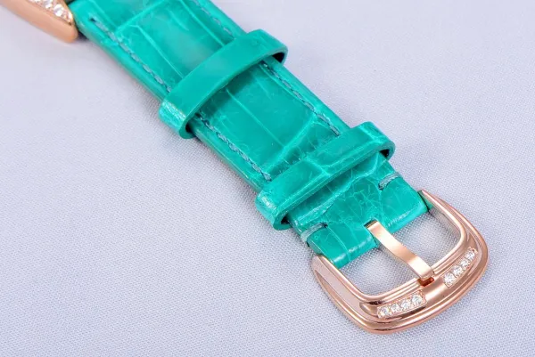 Franck Muller Curvex Diamond-Set Rose Gold with Turquoise Alligator Strap Watch Watches - 41