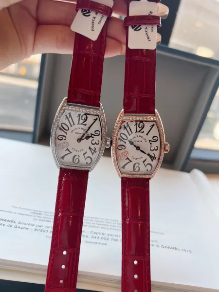 Franck Muller Curvex Diamond-Set Silver Dial Green Alligator Strap Mechanical Watch Watches - 34