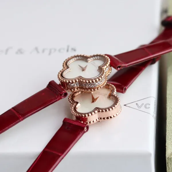 Van Cleef & Arpels Alhambra Yellow Gold Dial Watch with Navy Leather Strap Watches - 6