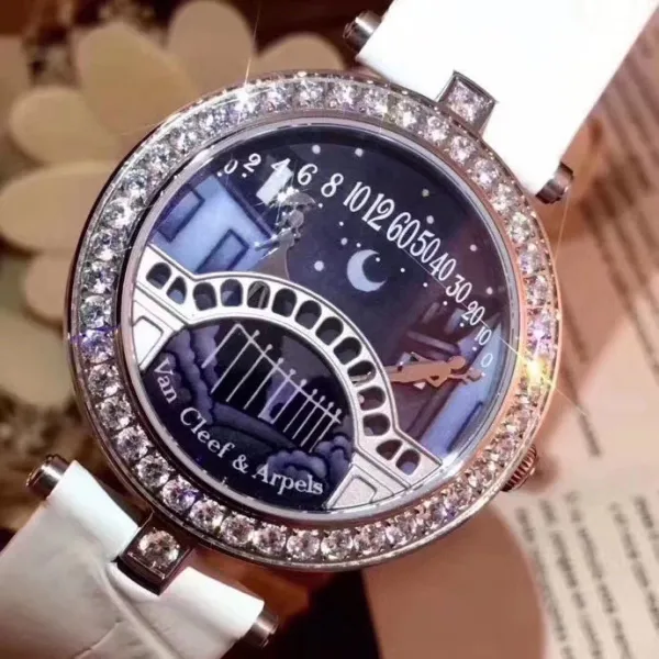 Van Cleef & Arpels Pont des Arts White Leather Watch Watches - 24