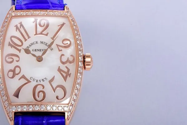 Franck Muller Curvex Diamond-Set Rose Gold with Turquoise Alligator Strap Watch Watches - 53
