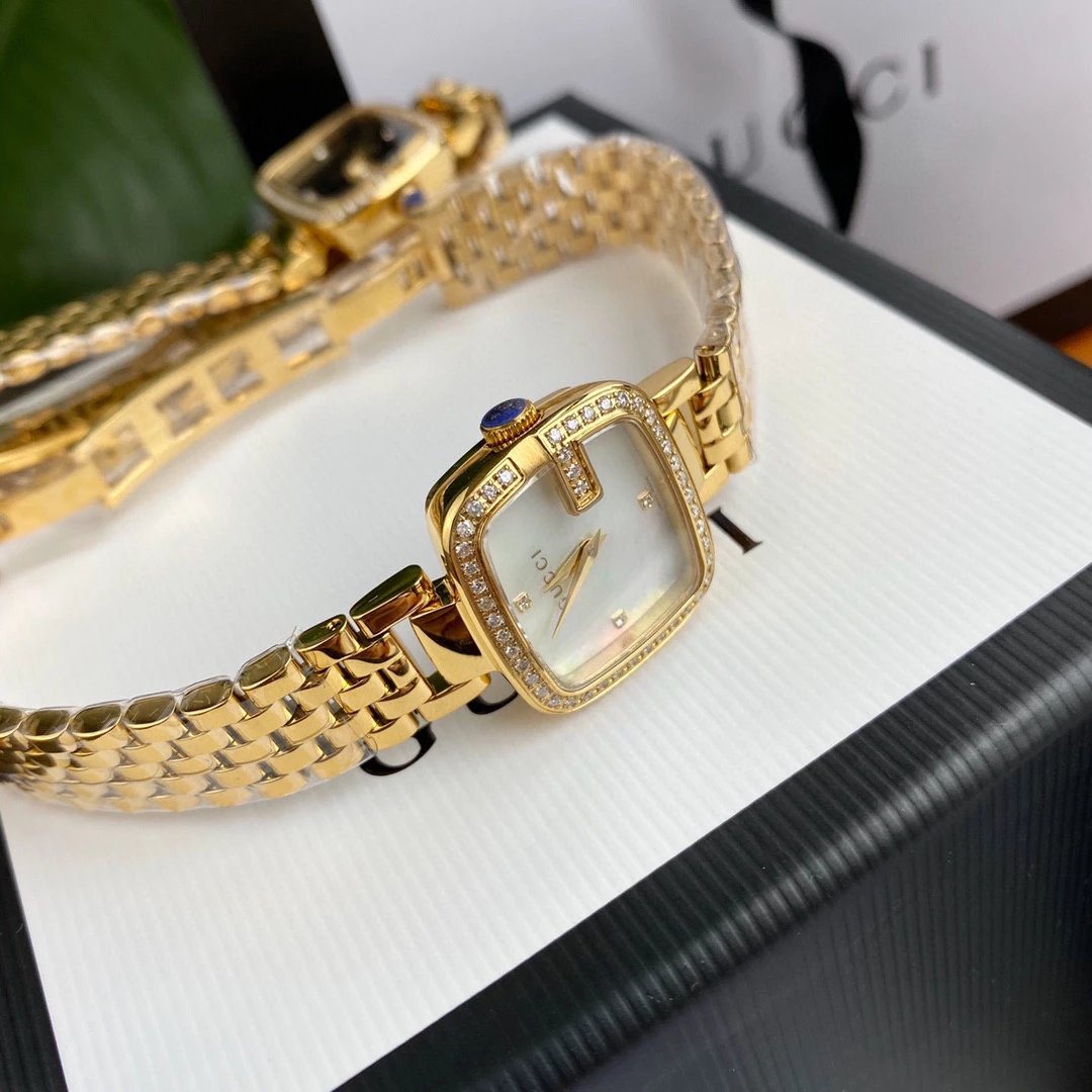Gucci G-Gucci Square Black Dial Gold-Tone Diamond-Set Watch Watches - 7