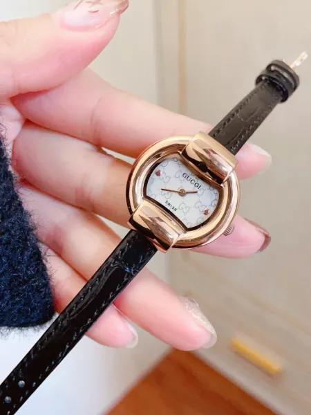 Gucci G-Timeless Mini Diamond-Set Black Dial Red Leather Watch Watches - 22