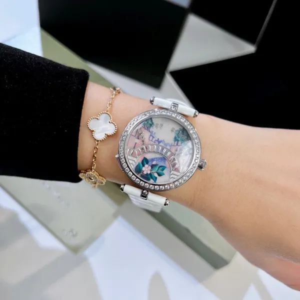 Van Cleef & Arpels Poetic Complications Lady Arpels Heures Florales Watch Navy Blue Leather Watches - 15