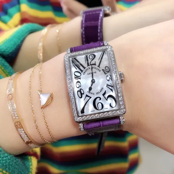 Franck Muller Long Island Mother-of-Pearl Dial Diamond Bezel White Gold Watch Watches - 12