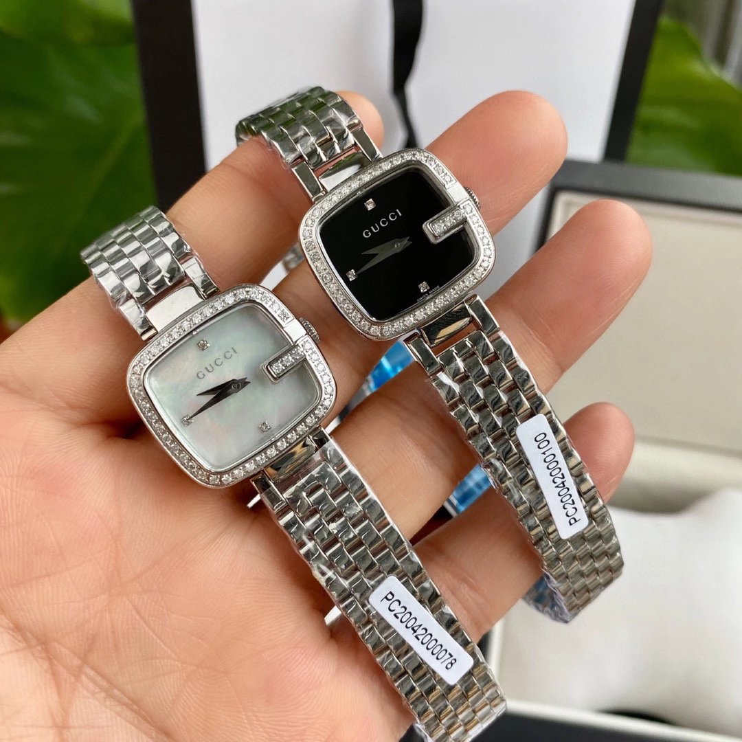 Gucci G-Gucci Square Black Dial Gold-Tone Diamond-Set Watch Watches - 12