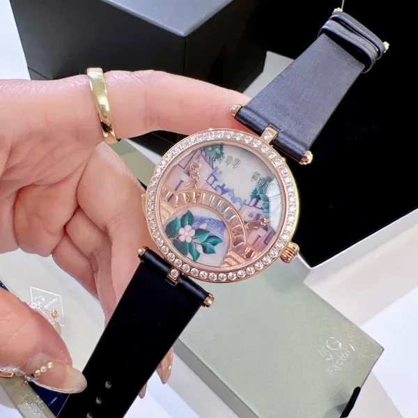 Van Cleef & Arpels Poetic Complications Lady Arpels Heures Florales Watch Navy Blue Leather Watches - 7