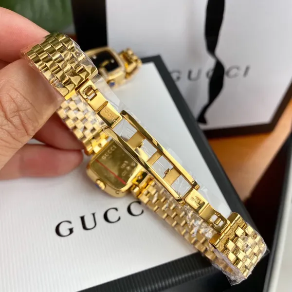 Gucci G-Gucci Square Black Dial Gold-Tone Diamond-Set Watch Watches - 10