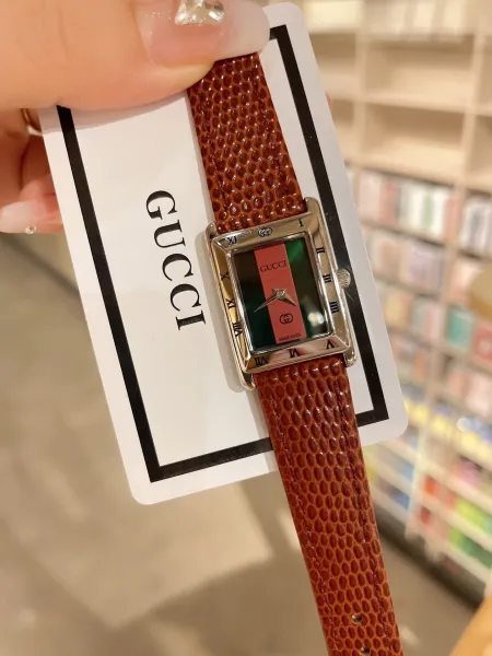 Gucci G-Timeless Mini Black Leather Strap Quartz Watch Watches - 18