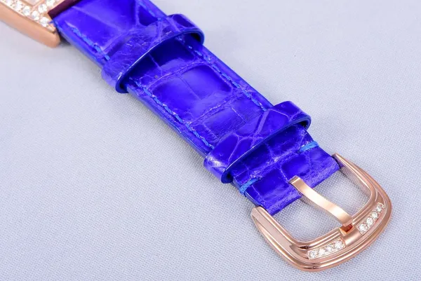 Franck Muller Curvex Diamond-Set Rose Gold with Turquoise Alligator Strap Watch Watches - 55