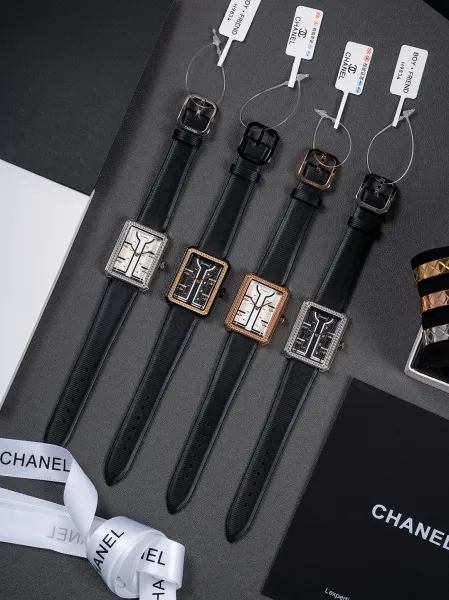 Chanel Mademoiselle Privé Watch Black and Gold Quartz Watch with Leather Strap Watches - 4