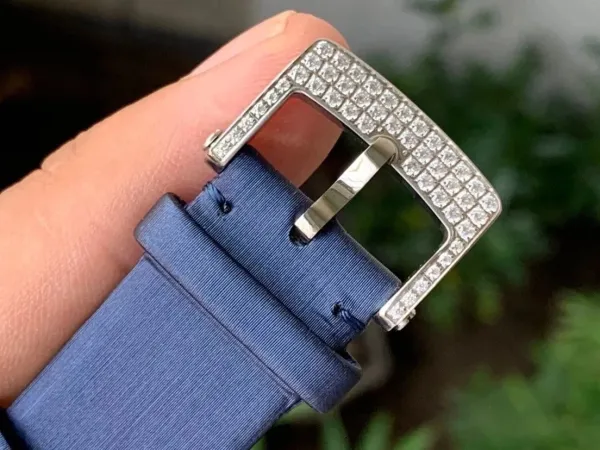 Van Cleef & Arpels Ballerina Watch Deep Blue Mother-of-Pearl Dial with Diamond Bezel and Black Alligator Strap Watches - 35