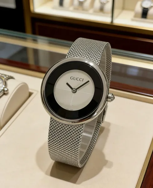 Gucci G-Timeless Mesh Silver Black Watch Watches - 6