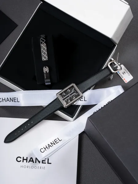 Chanel Mademoiselle Privé Watch Black and Gold Quartz Watch with Leather Strap Watches - 5