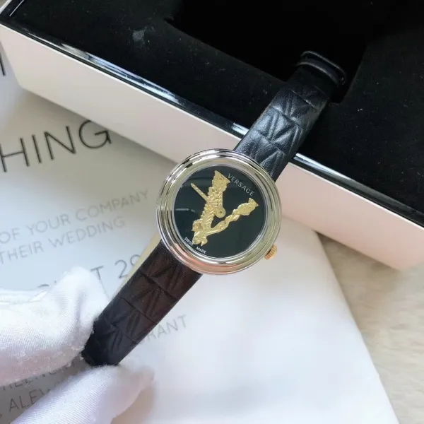 Versace Palazzo Empire Green Leather Strap Watch Watches - 28