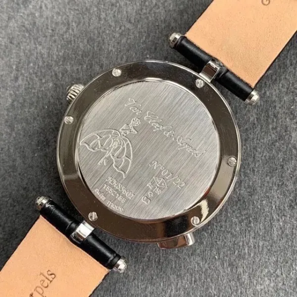 Van Cleef & Arpels Ballerina Watch Deep Blue Mother-of-Pearl Dial with Diamond Bezel and Black Alligator Strap Watches - 22